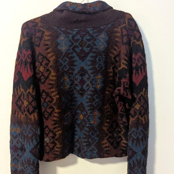 Dakota Alpaca Sweater Cardigan Wool Crop Aztec Boho Hand Loomed Boxy Zip Up - Picture 2 of 8